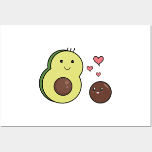 Mr Avocado Kawaii And Baby Avocado Kawaii Posters and Art